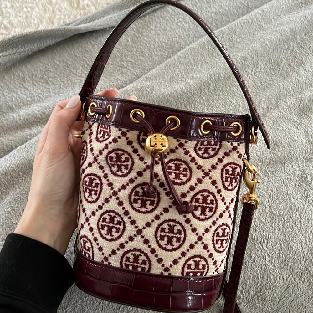 Tory Burch Burgundy mini bucket bag